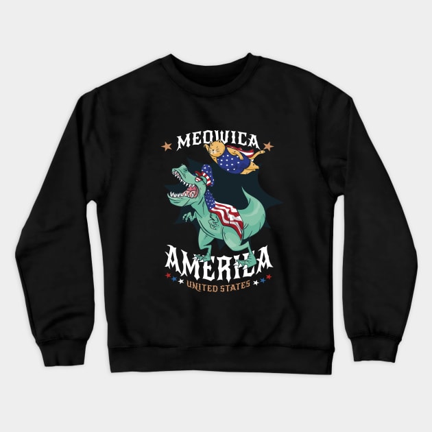 Meowica T-Rex 4th of July Patriotic independence day Crewneck Sweatshirt by Artmoo